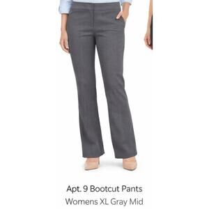 Apt 9 Bootcut Pants Womens XL Gray Mid Rise Stretch Career Office